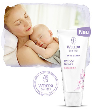 väterzeit Produkttest -  Weiße Malve Babycreme von Weleda
