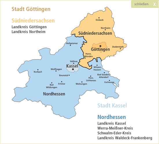 Karte Nordhessen und Südniedersachsen